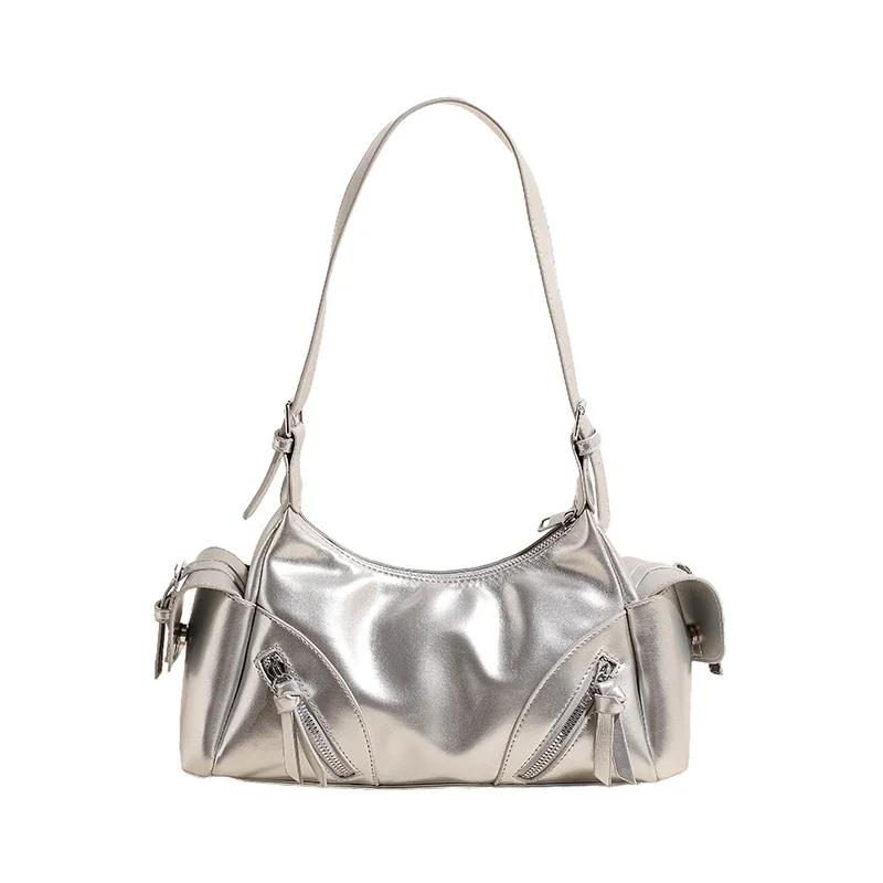 

Женская сумка через плечо из полиуретана, однотонная, большой вместимости, подходит ко всему, с перекрестной молнией, модная