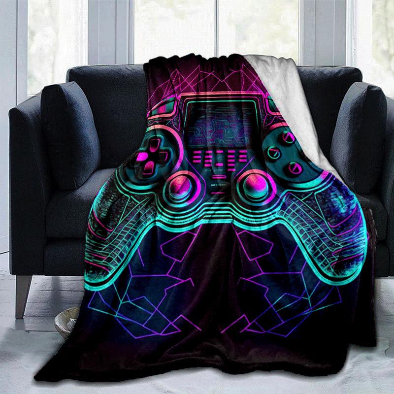 

1pc Gamepad Printing Lightweight Flannel Blanket, Comfortable and Warm Blanket, for Camping Sofa Bed and Couch Office, Gift 100x150cm