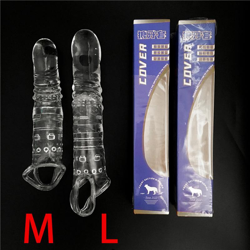 SML Elastic Penis Extension Sleeve Reusable Soft Delayed Ejaculation Condoms Penis Extender Big Dick Wearable Penis Thick Dildo