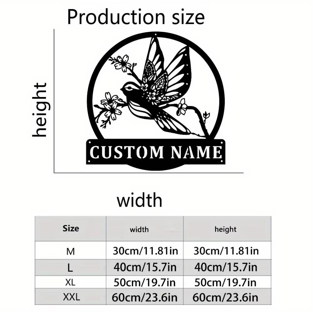 Custom Metal Wall Art, Bird Shape Matte Finish, Personalized Home Decor, Reusable Gift