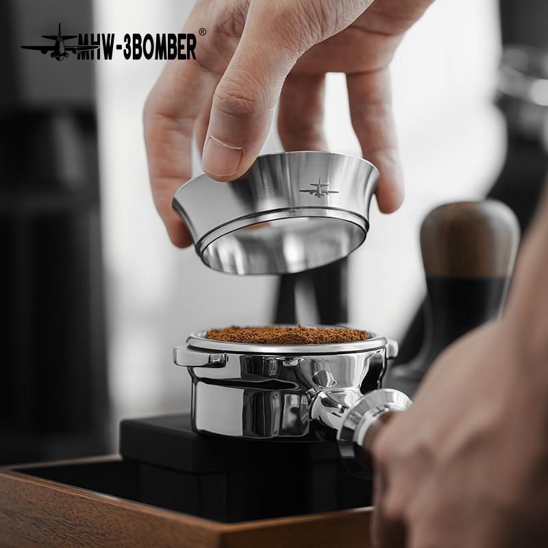 MHW-3BOMBER Espresso Coffee Dosing Funnel Compatible 51/53/54/58mm Portafilter Stainless Steel Coffee Dosing Ring Barista Tools 3