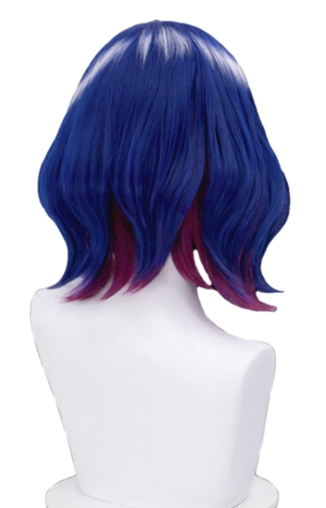 Shuji Ito Cosplay Wig, Heat-Resistant, Costume Accessory, Parties, Events, Costumes, Photoshoots, Festivals, with Net (Blue, Purple, White)