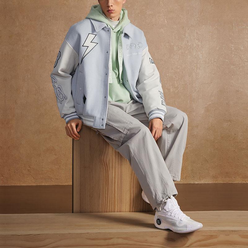 Li-Ning Wade Series Color Block Spliced Lapel Single-Breasted Jacket Men Jacket Light-Blue AJDT743-3