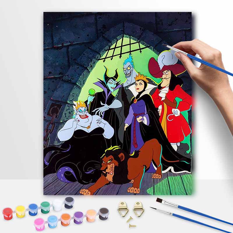 Disney Villains Oil Painting Kit Maleficent Ursula Scar Hades Evil Queen Home Decor Gift 20x30cm