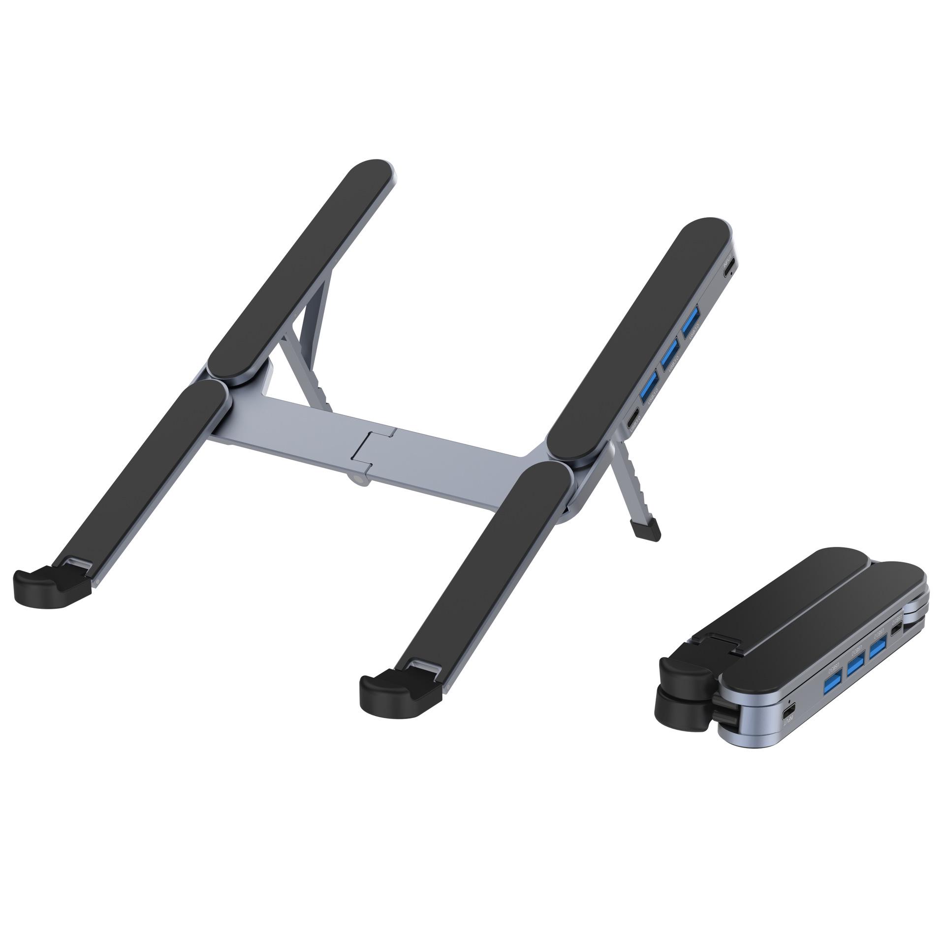 

Aluminum Alloy Laptop Stand with 3.0 USB Hub and Cooling Dock - Foldable & Portable