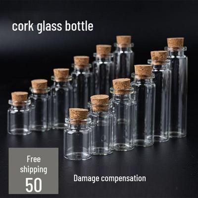 50 durchsichtige Mini-Glasflaschen mit Korken für Hydroponik-Blumen & Bastelarbeiten