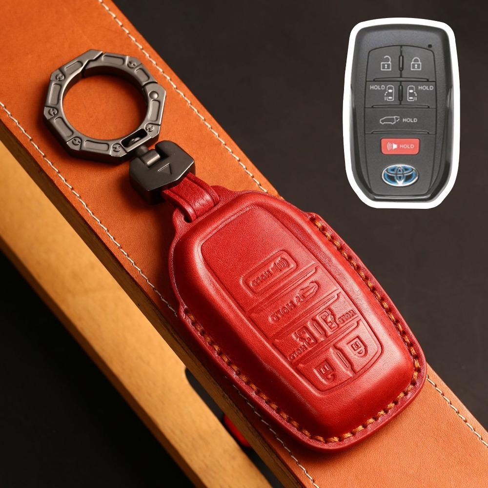 Echtes Leder Autoschlüsselhülle für Toyota Sienna Alphard Granvia Corolla Avalon Highlander Prado