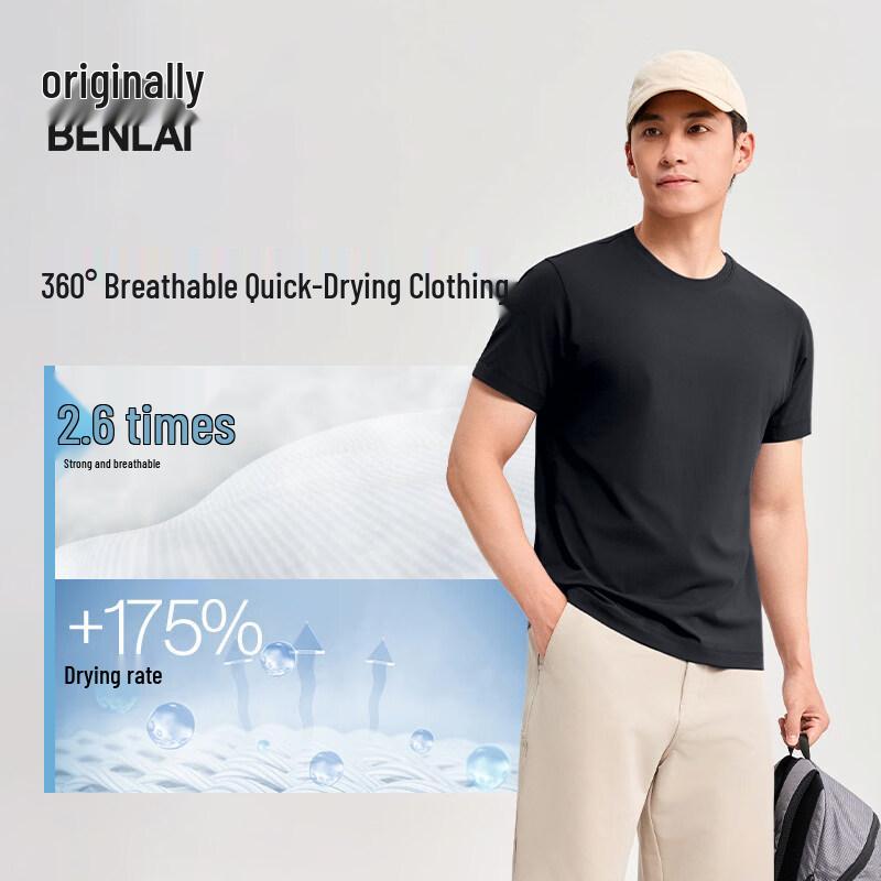 

Benlai Men s Quick-Drying Breathable Round Neck Short Sleeve T-Shirt M