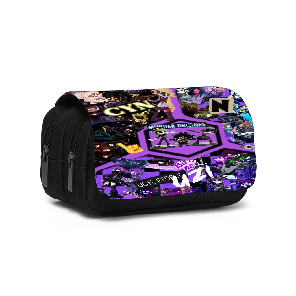 Murder Drones Double Layered Pencil Case Large Capacity Stationery Organizer Bag for Boy Girls and Students Pen Bag Best Gift