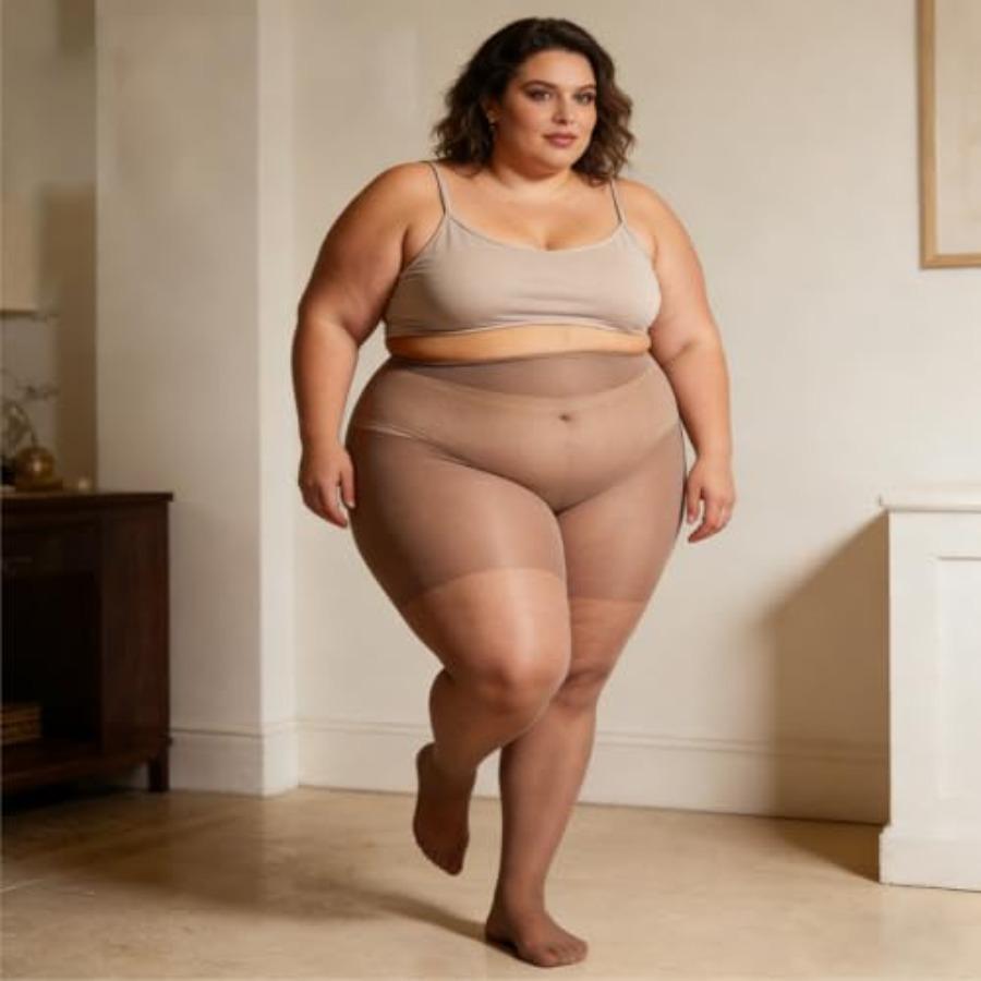 2 Paia Collant Velati Taglie Forti per Donna Vita Alta Controllo Punta Rinforzata Calze Ultra Sottili