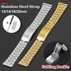 Stainless Steel Watch Band Folding Buckle Strap 12mm 14mm 18mm 20mm Metal Bracelet Silver Gold Universal Watchband for Men Women