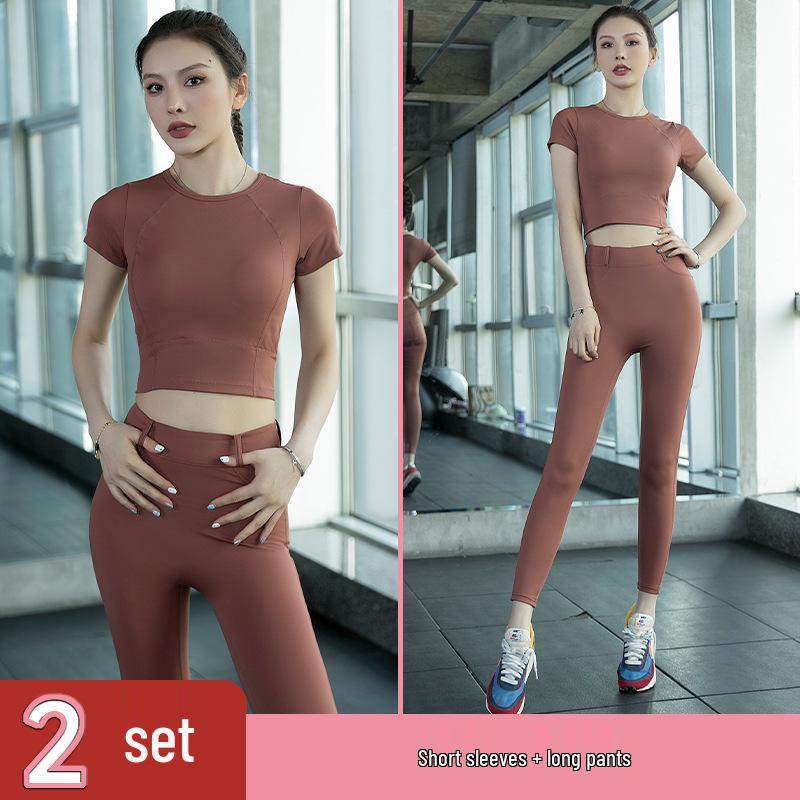 Women's Summer 2026 Yoga Set: Slim Fit, High-End Fashion, Short Sleeve Fitness and Running Sportswear