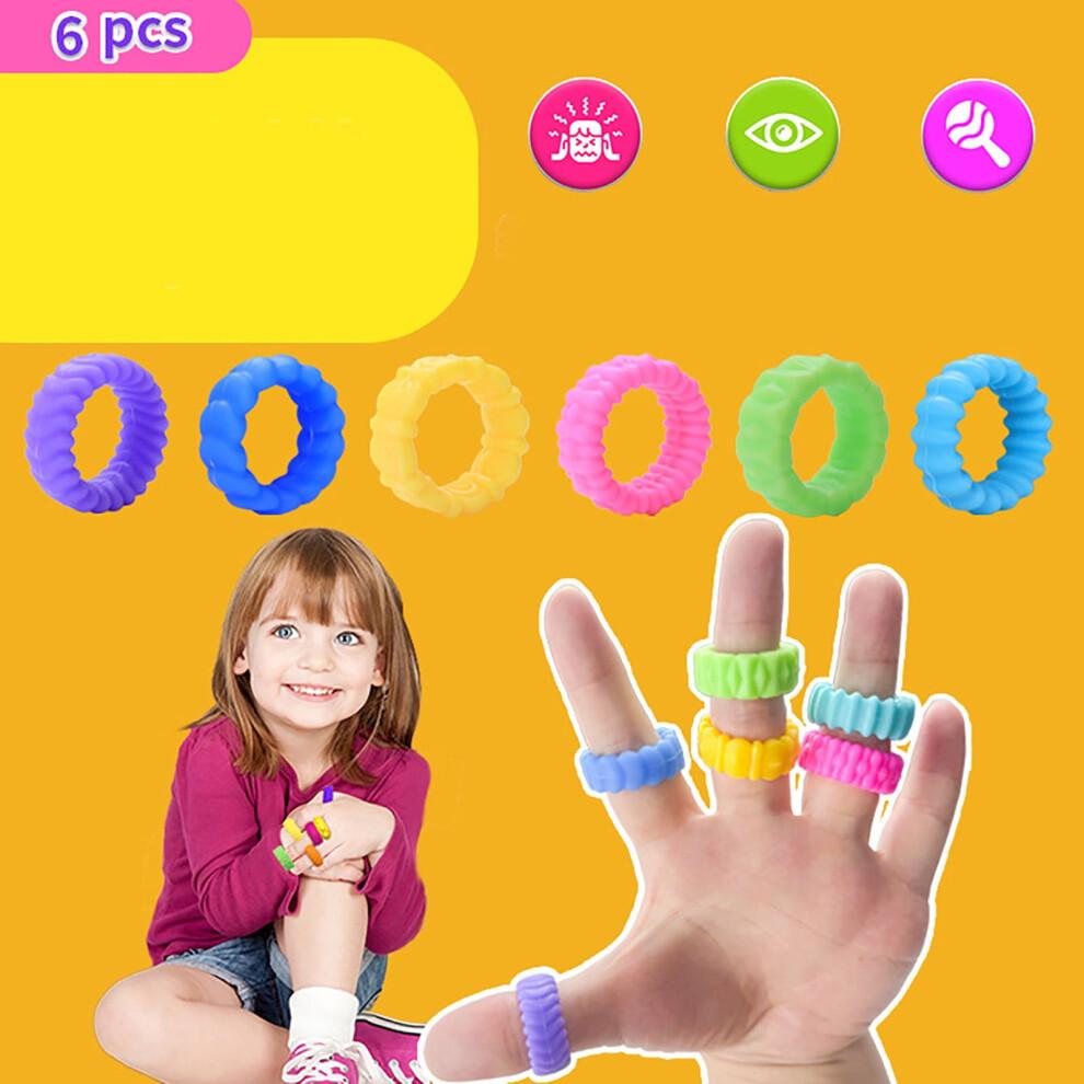 6/12/24/36pcs Sensory Toys Fidget Rings, Finger Anxiety Rings, Textured Sensory Rings Stress Toys, Fun Fidgets for Classroom Prize