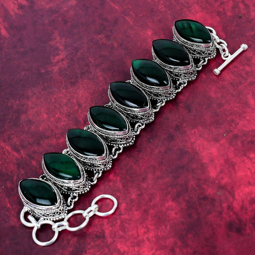 Green Flash Labradorite Handmade Gemstone Bracelet, 925 Solid Sterling Silver Bracelet Antique Jewelry, Adjustable Chain Bracelet Engagement Gift