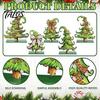 Christmas Table Centerpieces 5 Pcs Wooden Tabletop Tree Signs, Rustic Standing Green Desktop Decor Ornament with Curly Topper for Winter Holiday