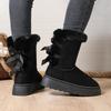 Fashion Women's Fluffy Fur Snow Boots 2025 Winter Soft Thick Bottom Furry Ankle Boots Sweet Ribbon Bowknot Designer Shoes Plus Size 42