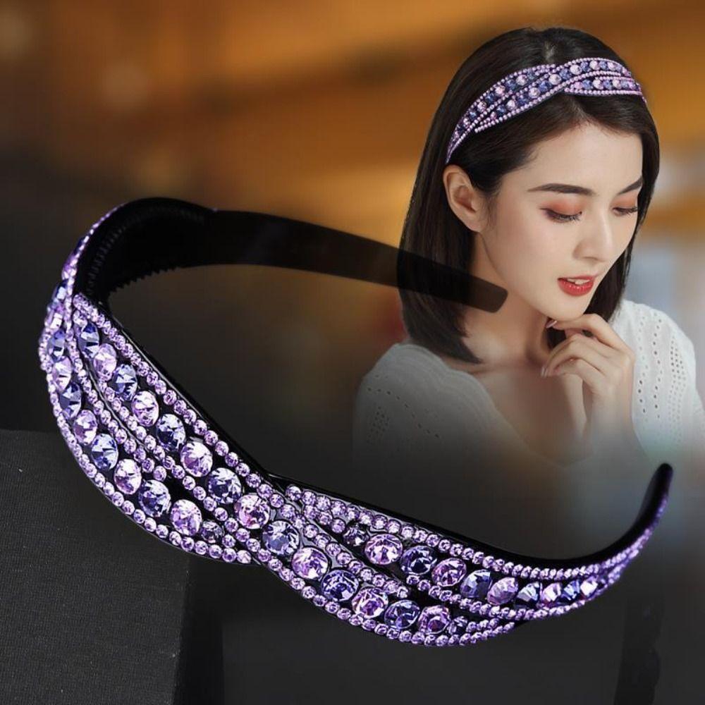 Hairband Shinny Crystal Cross Sweet Headband Korean Style Hair Hoop Rhinestone Girls Hair Hoop