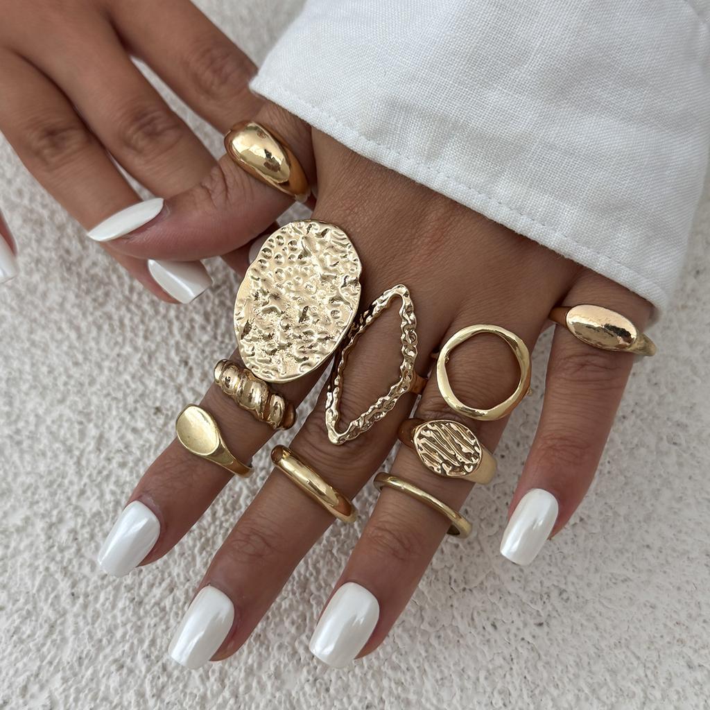 Irregular Liquid Lava Metal Pleated Open Ring, Fashionable Hollow Smooth Joint Ring