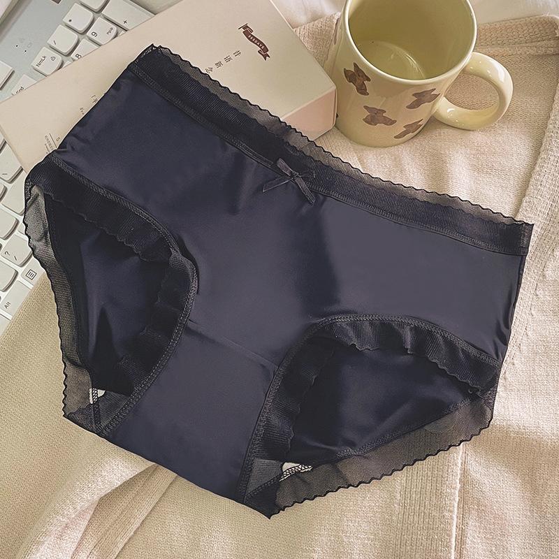 Ladies Summer Thin Style Pure Sexy Ice Silk Pure Cotton Crotch Antibacterial Breathable No Trace Briefs