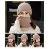 Women Knitted Beanie+Scarf Sets Thicken Velvet Lining Pullover Cap Unisex Winter Warm Plush Bonnet Neck Protection Scarves Hat