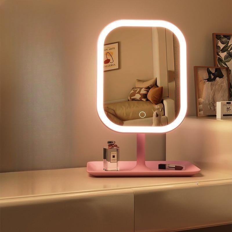 

Professional LED Vanity Mirror with 3 Light Modes-Folding Stand&Touch Control,Portable Rechargeable Makeup Mirror for Travel