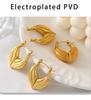 18k Gold PVD Titanium Leaf Patchwork Heart Stud Earrings