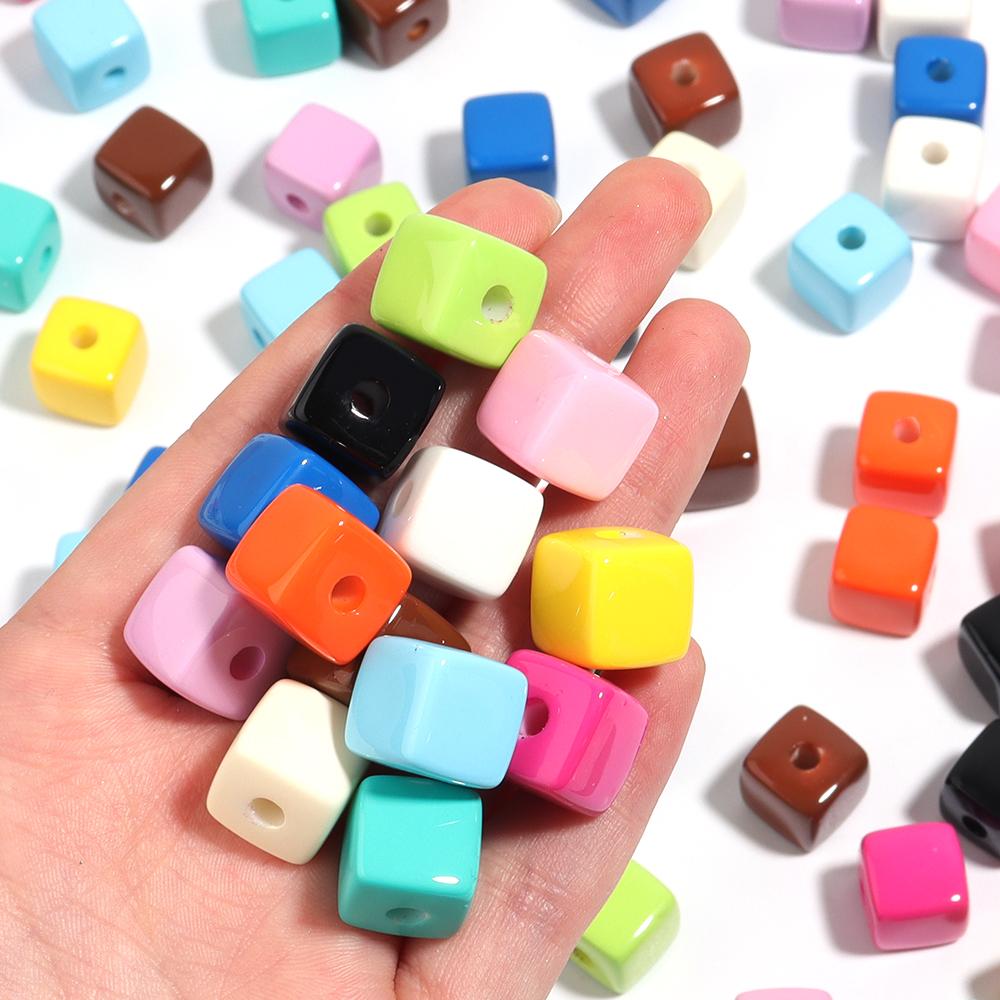 10pcs/Lot Acrylic Square Shape Beads Baking Varnish Cube Spacer Bead for DIY Original Bracelet Necklace Charms Jewelry Making