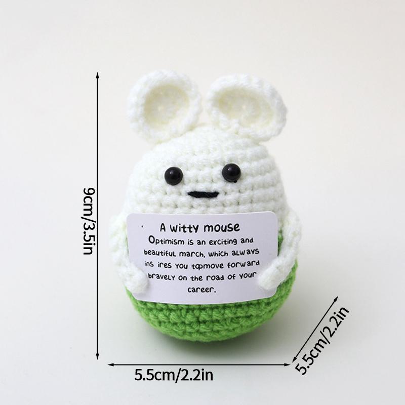 Handmade Crochet Emotional Ornament Positive Energy Fruit Animal Hook Woven Finished Product Car Decorations Encouragement Card