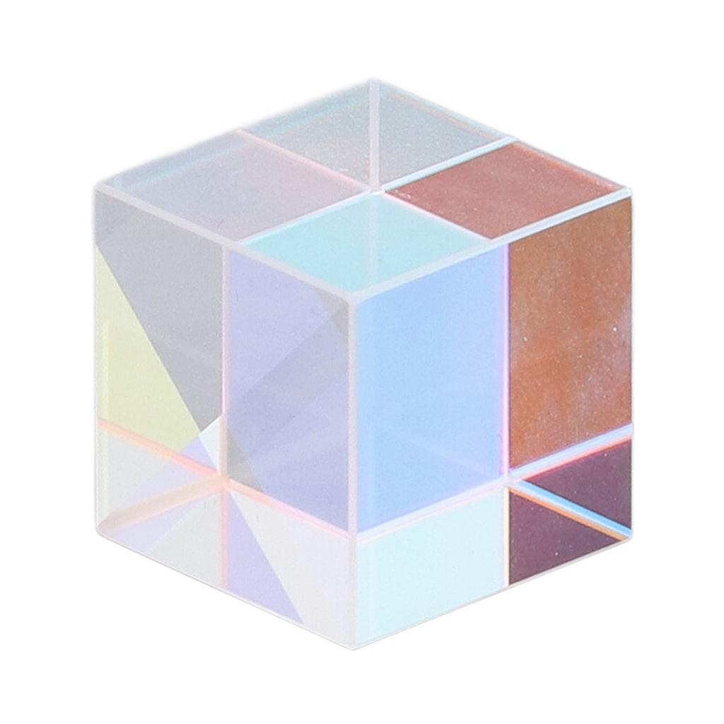 Dichroic Cube Prism Colorful Glass Cube Prism for Physics Teaching Research Decoration Art Education 18x18x18mm