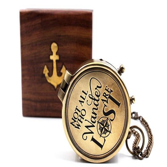 NOT All WHO Engraved Brass Compass Wooden Case Son,Mom,Children,Baptism,Birthday,Easter,Décor Nautical Gift Maritime