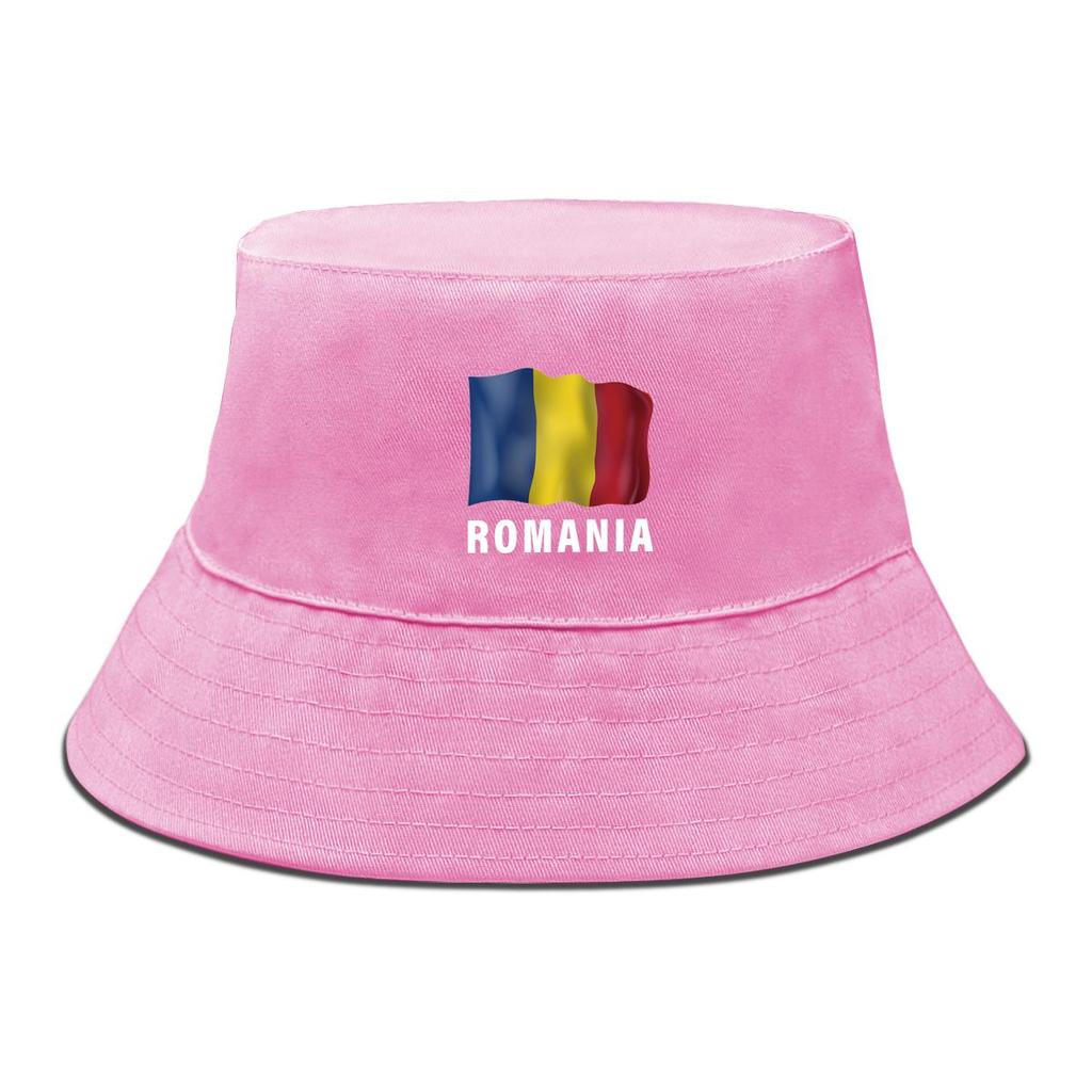 Bucket Hat With Romania Flag Print , Patriotic Men's Hat Simple Lightweight Reversible Beach Hat