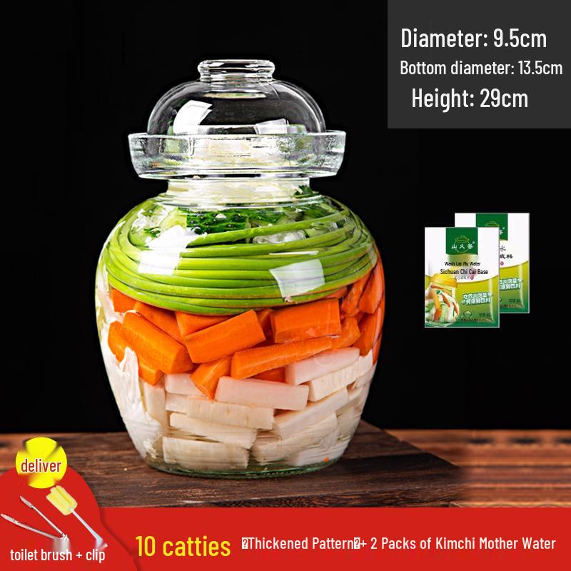 Verdicktes Glas-Gurkenglas mit Innendeckel für Sauerkraut, Kimchi und eingelegtes Gemüse