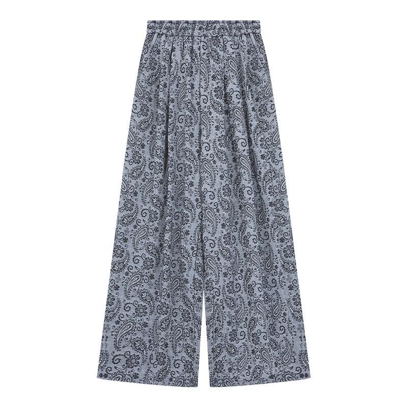 Stylish V-neck Halter Black Vest Camisole Women's Summer Paisley Straight-Leg Trousers Casual Pants Two-piece Set