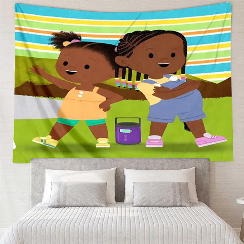 Jojo And Gran Gran Print Tapestry, Backdrop, Easy Setup, Ideal for Bedroom, Office & Living Room, with Aesthetic Wall Hanging Decor.