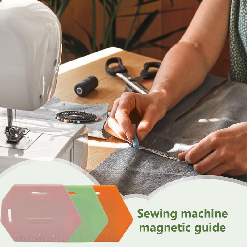 Magnetic Seam Guide 3 Pieces Polygonal Fabric Seam Guide With Scale Multi-Purpose Polygonal Quilting Tool With Scale Hemmer