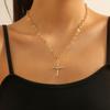Naszyjnik dla Kobiet Łańcuszek na obojczyk Naszyjnik z Krzyżykiem Design Sens Minimalistyczny Wielowarstwowy Naszyjnik z Krzyżykiem Piękny Elegancki Naszyjnik dla Niej