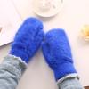 1 Pair Adults Mittens Thickened Stretchy Soft Fuzzy Cozy Cold Resistant Solid Color Windproof Winter Women Gloves for Outdoor
