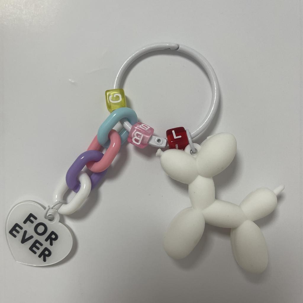 Balloon Dog Car Key Chain Pendant Internet Celebrity Love Accessories Bag Hanging Decoration Girl's Small Gift