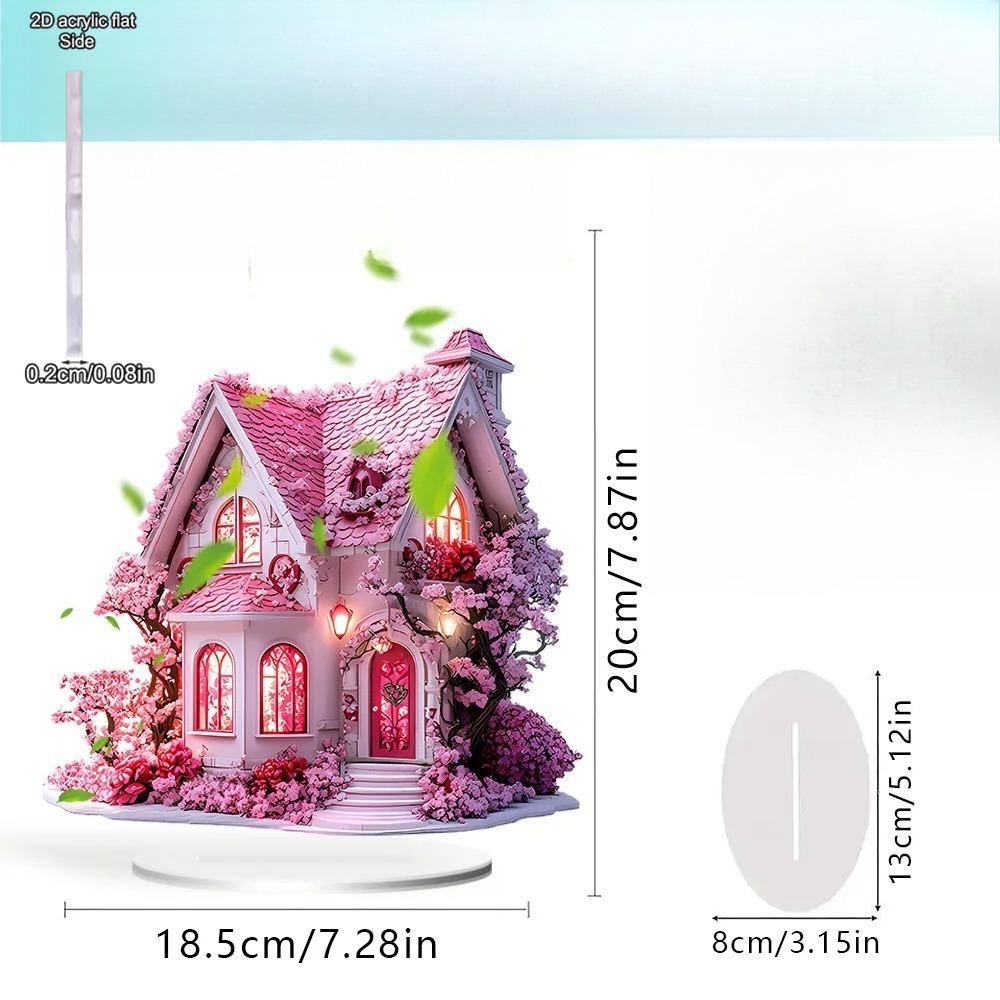 Rosa Rose Kirschblütenbaum Hütte Acryl Schreibtisch Dekoration Ornament, Heimdekoration, Kinderzimmer, Schreibtisch Wohnzimmer Dekoration, Restaurant Sho