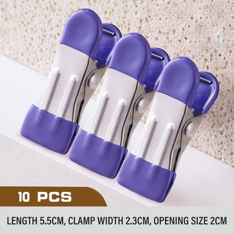 10 Stück Edelstahl Wäscheklammern mit Spurlosen Hakenaufhängern Kleiderklammern Socken Aufhängeclip Heimschrank Bettlakenhalter