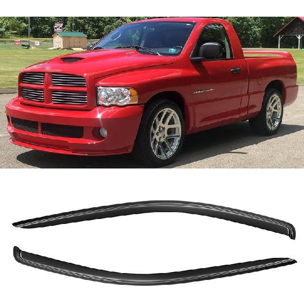Window Rain Guards Visors For 2009-2018 Dodge Ram 1500 Quad Cab, Out-Channel Window Vent Wind Shades Deflectors For 09-18 Ram 1500 Extended Cab