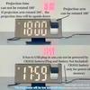 180° Arm Projection Alarm Clock Time Temperature USB Plug-in Digital Alarm Clock Snooze Table Clock 12/24H Projector LED Clock