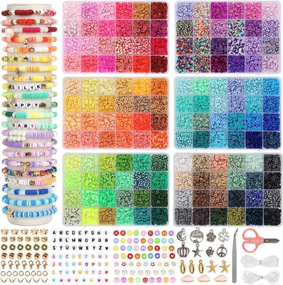 Diy Multi-Color Soft Pottery Clay Bead Jewelry Set, Beaded Children'S Bracelet Necklace