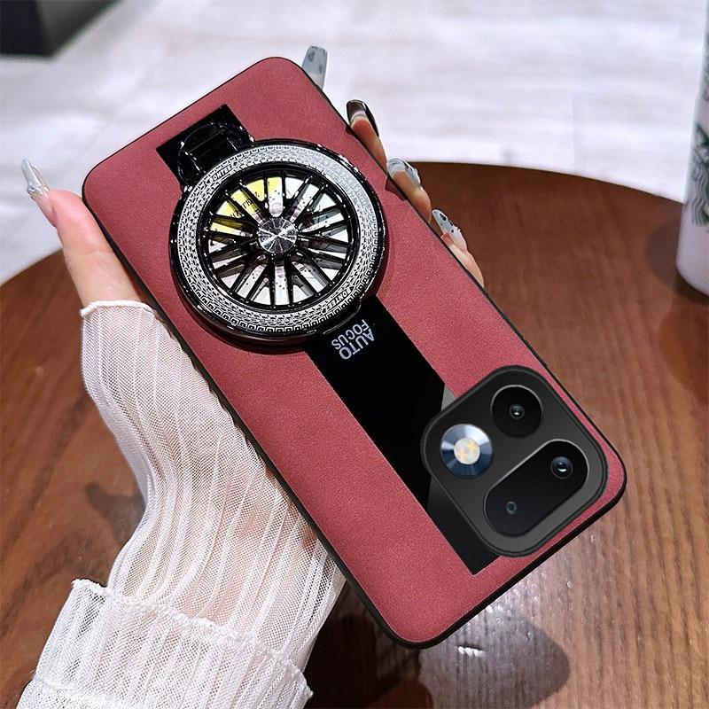 For Realme 16 Pro Case Business Gyro top Bracket Ring Holder Shockproof sheepskin Leather Soft Silicone Fashion for Realme 16 Pro Plus Back Cover