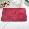 3D Embossed Absorbent Coral Fleece Non-Slip Bathroom Mat - Rose Foot Pad for Bedroom Entrance