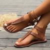 Flat Roman sandals female summer new clip toe fashion comfortable high waist buckle ladies fashion