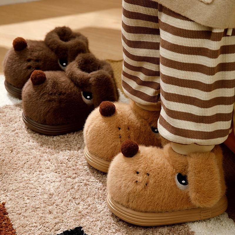 Puppy children's bag and cotton slippers, winter indoor warmth, parent-child family of three medium-sized babies, new cotton shoes