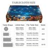 Retro Country Farmhouse Christmas Scene Printed Tablecloth for New Year Party, Merry Christmas Themed