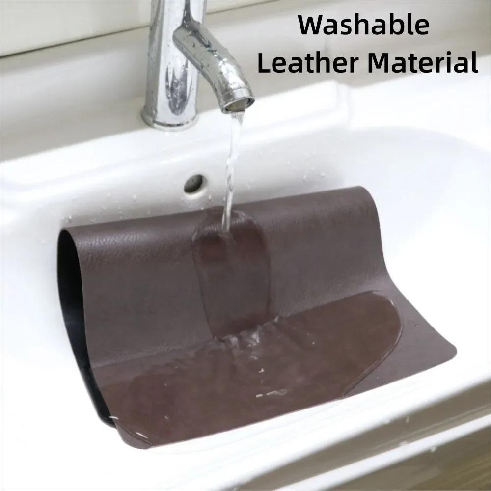 PU Leather Placemats Dual-Sided Irregular Shape Dinnerware Mats Waterproof Oil-Proof Surface Flatware Place Pad Restaurant Decor