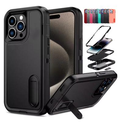 Pouzdro pro iPhone 15 14 13 12 11 Pro Max XS XR 8 7 Plus Heavy Duty Nárazuvzdorné Robustní ochrana proti poškrábání s krytem stojánku